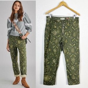 Anthropologie Women’s The Wanderer Cargo Utility Pant in Green Floral Size 30